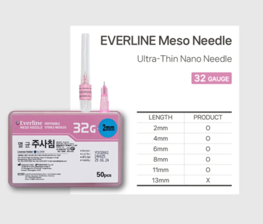 Everline Meso Needle 32G × 2mm (Pink)